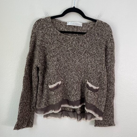 Viviana Uchitel Womens Small 100% Wool Pocket Sweater Long Sleeve Knit Top - Picture 4 of 13